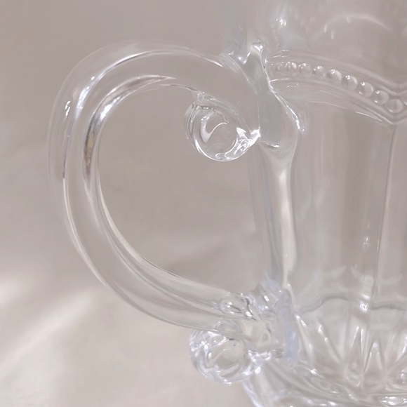 Set of 2 Vintage Glass Mugs Fleur De Lis Crystal Clear with Handle - W1125 - Picture 5 of 6